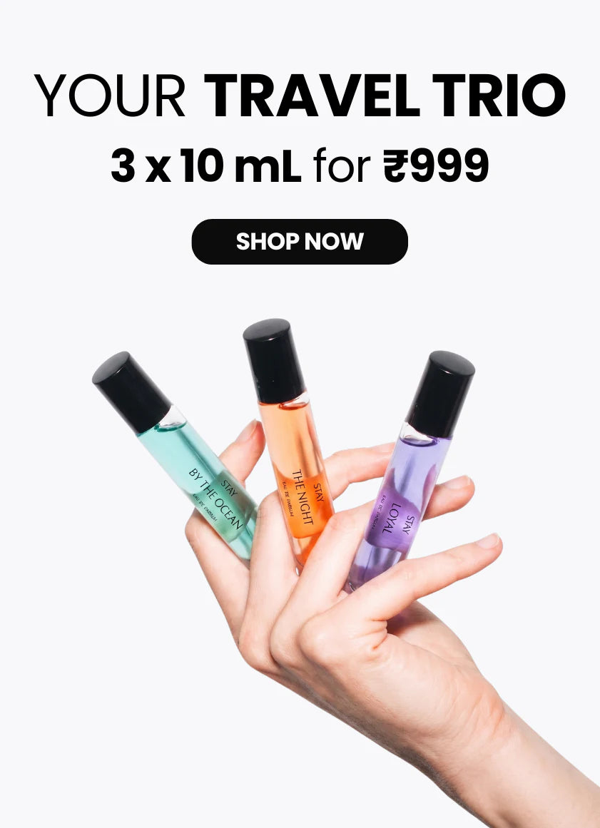STAY Travel Trio. Three 10 mL perfumes for ₹899.